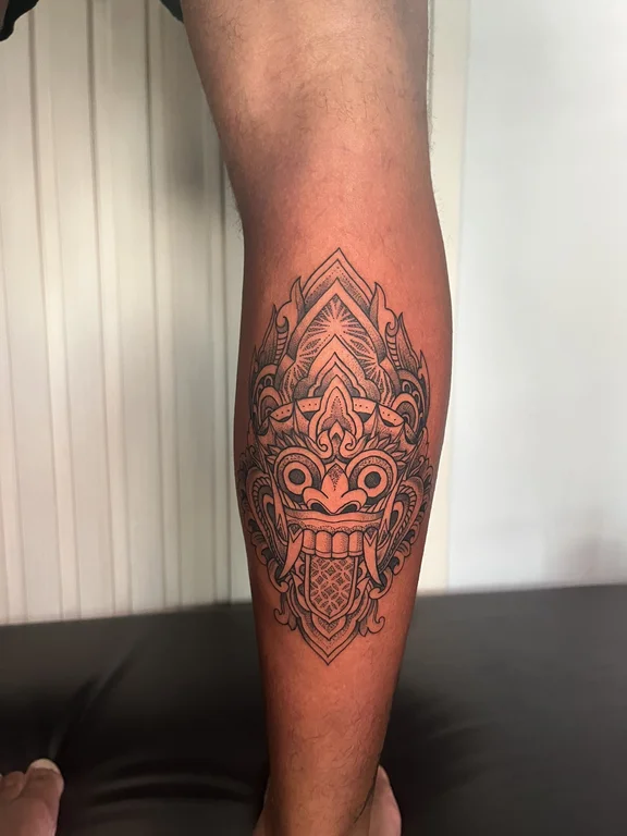 ornamental balinese deity balinese pattern fire mask maori polynesian tattoo Canggu Bali
