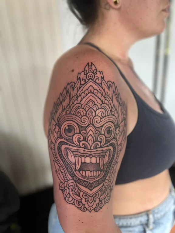 mandala balinese deity balinese pattern spiritual polynesian maori mask tattoo Canggu Bali