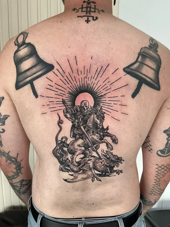 deity linework spiritual buddha mystical demon full fullback full back tattoo canggu bali