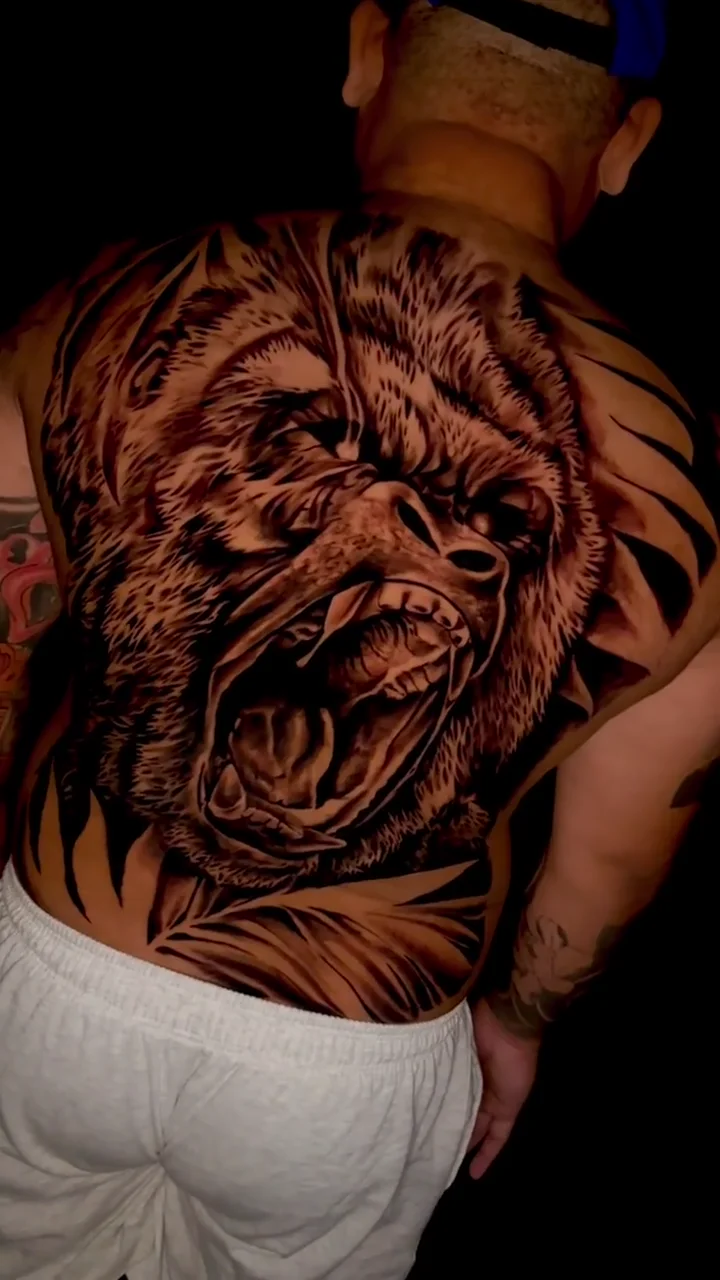 roaring bear full back big tattoo tattoo canggu bali