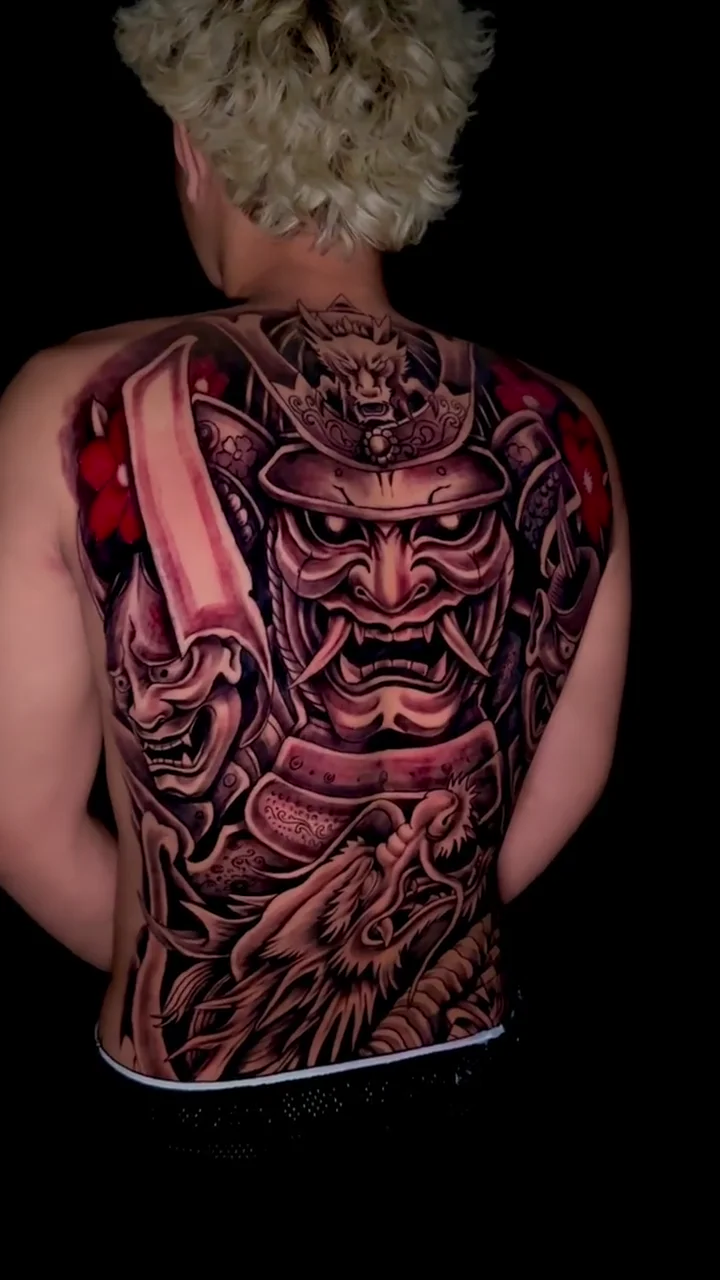 samurai armor full back big tattoo tattoo canggu bali