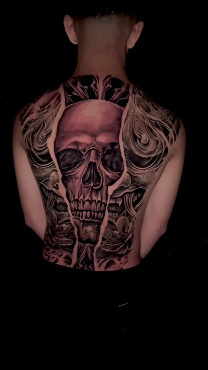skull filigree full back big tattoo tattoo canggu bali