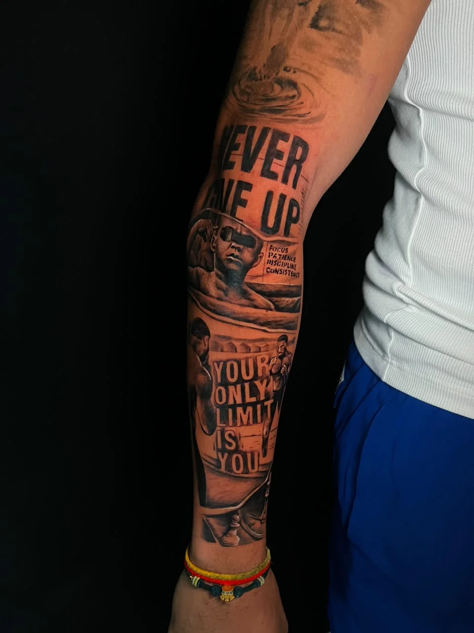 man hand chicano boxer realism full sleeve full big black tattoo canggu bali