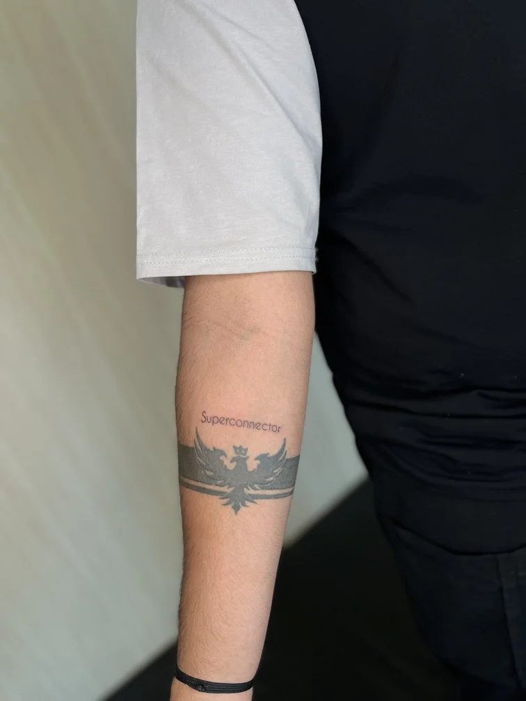 blackwork black eagle line tattoo linework lettering tattoo canggu bali