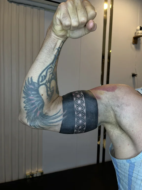 mythology blackwork hand black grey cloud dotwork heavy shading linework tattoo Canggu Bali