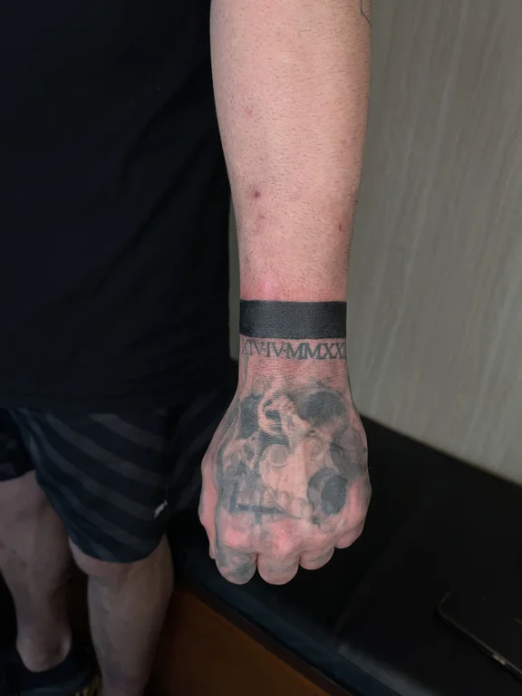 portrait blackwork hand black grey cloud man heavy shading soft shading tattoo Canggu Bali