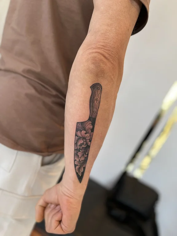 abstract blackwork snake dotwork elegant linework black grey heavy shading tattoo Canggu Bali