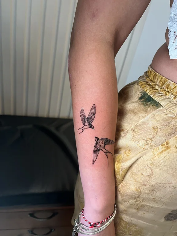 nature blackwork angel soft shading elegant black grey minimal linework tattoo Canggu Bali