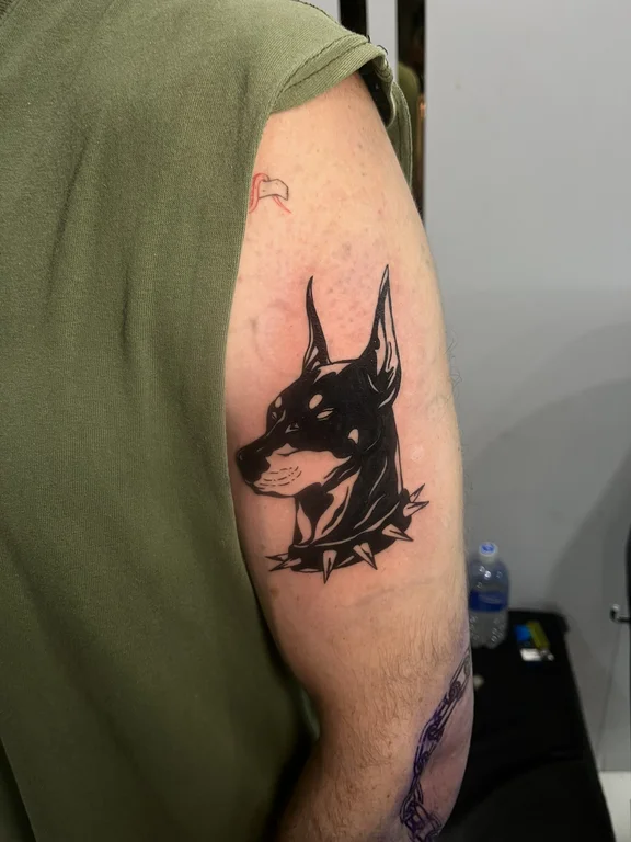 animal blackwork demon black grey dark linework soft shading fine line tattoo Canggu Bali