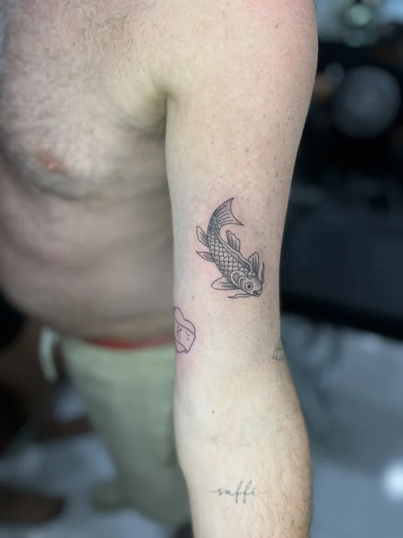 koi soft shading moon linework dotwork tattoo canggu bali