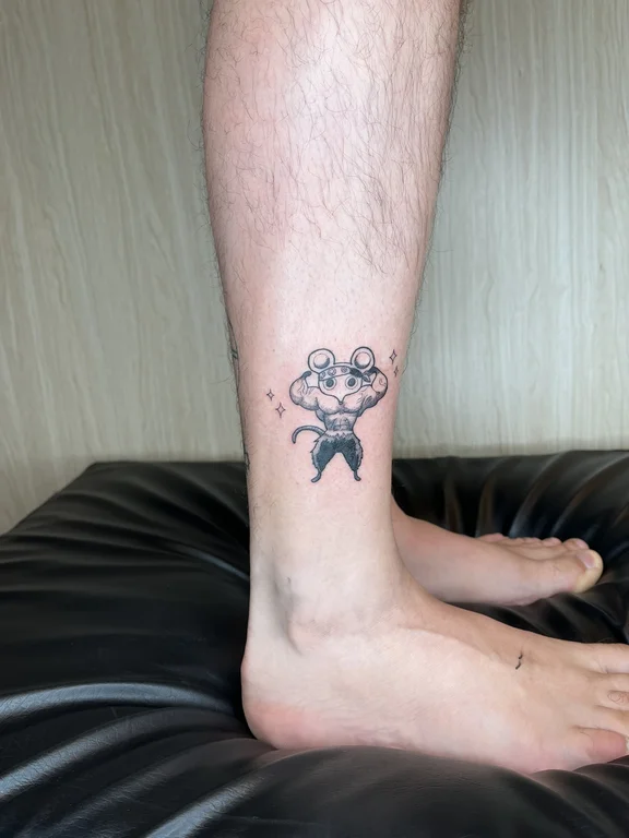 animal blackwork man black grey cloud linework soft shading dotwork tattoo Canggu Bali