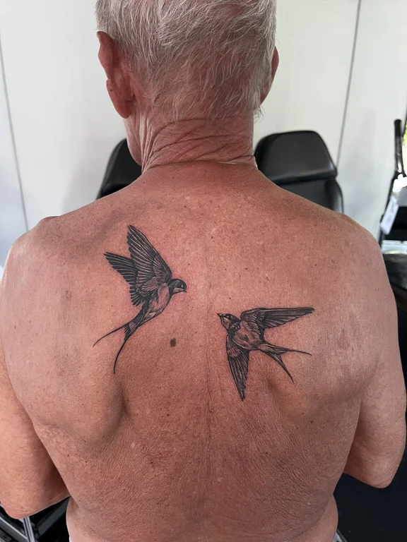 animal blackwork man black grey elegant dotwork soft shading linework tattoo Canggu Bali