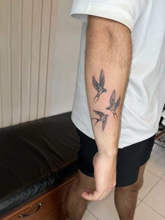 nature blackwork man black grey elegant soft shading linework dotwork tattoo Canggu Bali