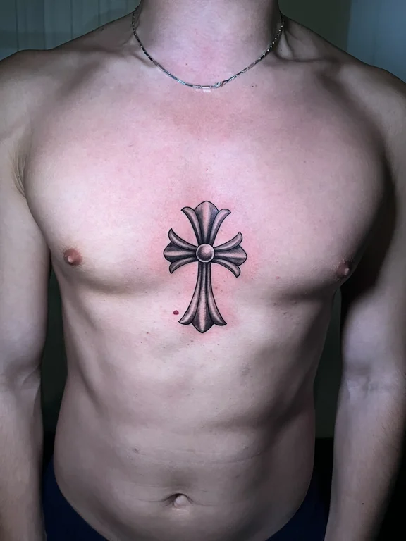 religious blackwork man bold line spiritual thin line fine line linework tattoo Canggu Bali