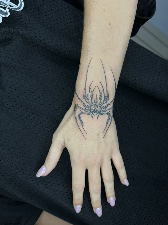 symbol blackwork hand black grey gothic fine line linework bold line tattoo Canggu Bali