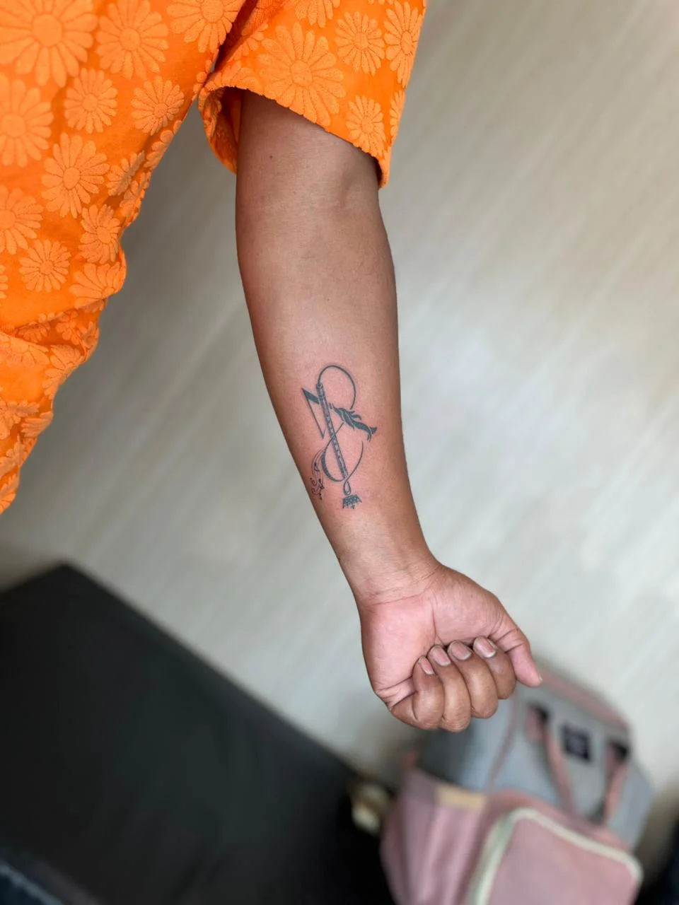 man hand flute blackwork black fine line line work line tattoo canggu bali
