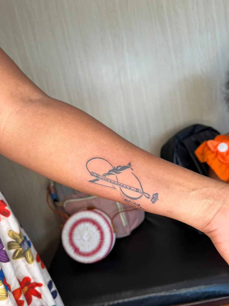 woman hand flute blackwork black fine line line work line tattoo canggu bali