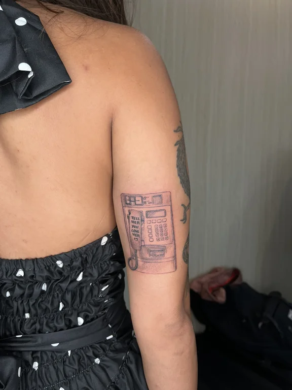 abstract blackwork woman heavy shading elegant linework dotwork black grey tattoo Canggu Bali