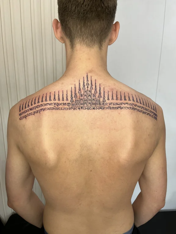 geometric dotwork deity thin line spiritual fine line bold line polynesian tattoo Canggu Bali