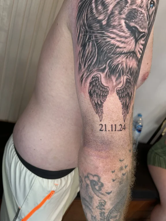 mythology dotwork angel black grey cloud heavy shading soft shading spiritual tattoo Canggu Bali