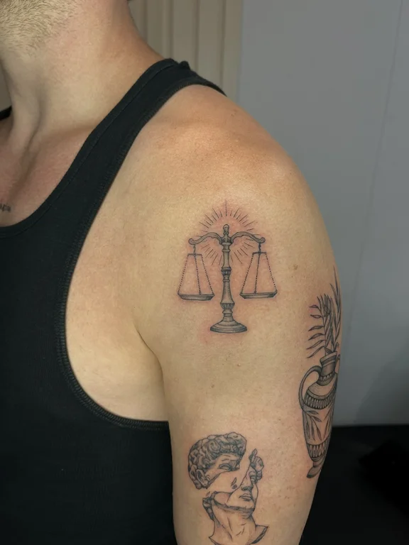 religious dotwork woman linework cloud soft shading fine line elegant tattoo Canggu Bali