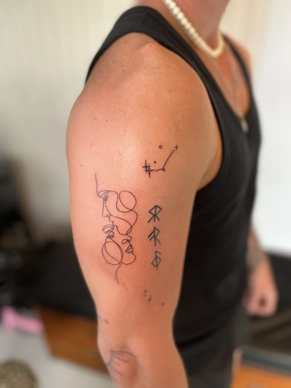 abstract fine line man bold line cloud linework minimal spiritual tattoo Canggu Bali