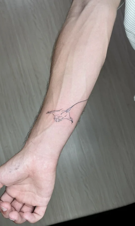 man hand manta fine line abstract linework line animal tattoo canggu bali