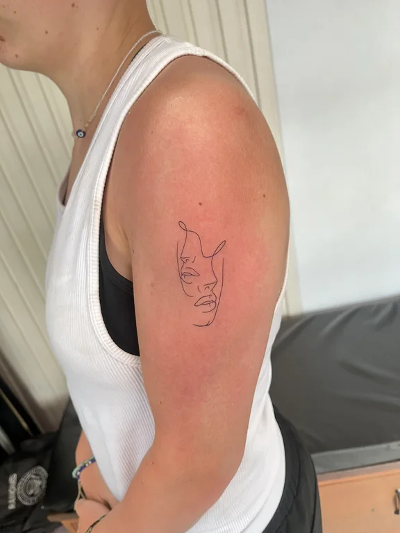 woman linework cloud minimal bold line tattoo canggu bali