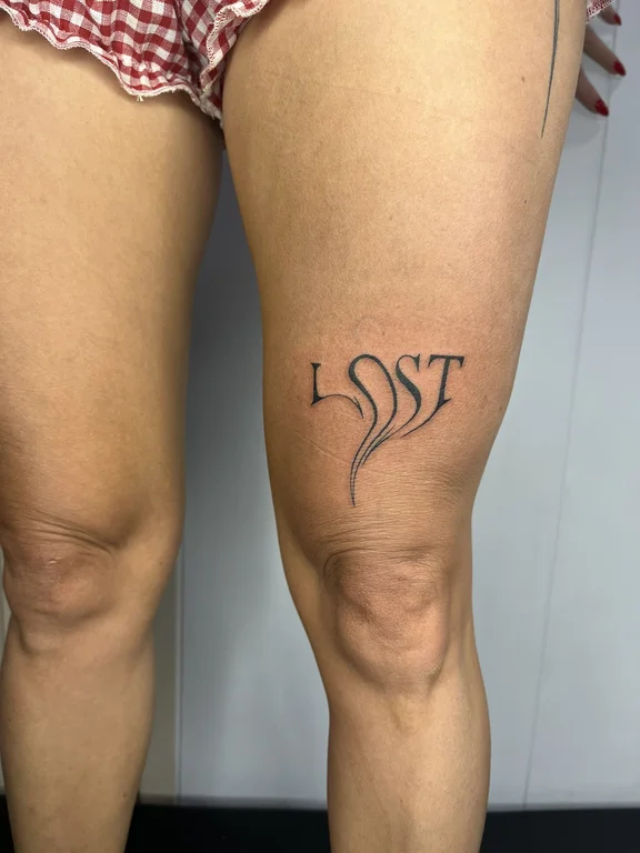 abstract fine line woman soft shading fire bold line dotwork leaf tattoo Canggu Bali