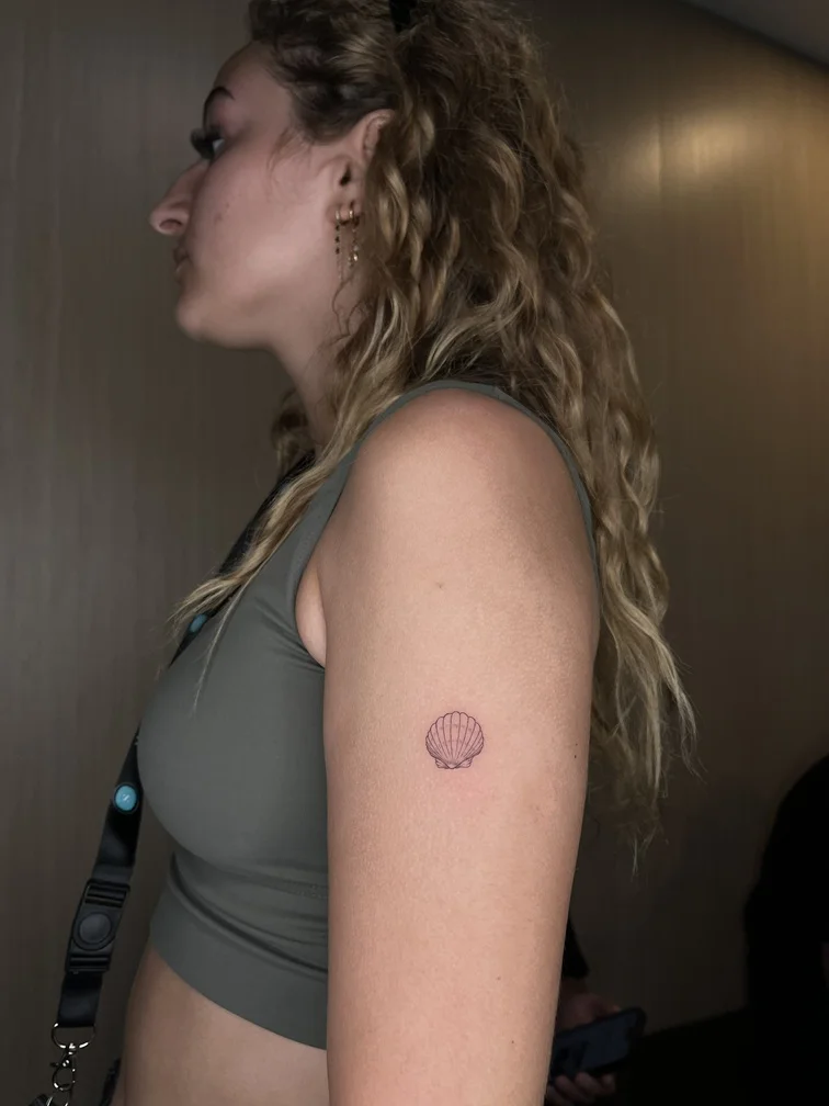 fineline linework line seashells woman hand tattoo black sea tattoo canggu bali