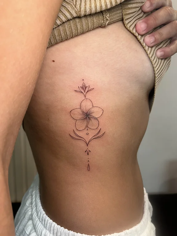 floral fine line lotus linework elegant soft shading dotwork minimal 1 tattoo Canggu Bali