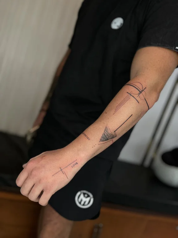 abstract minimalist hand fine line minimal bold line thin line linework tattoo Canggu Bali