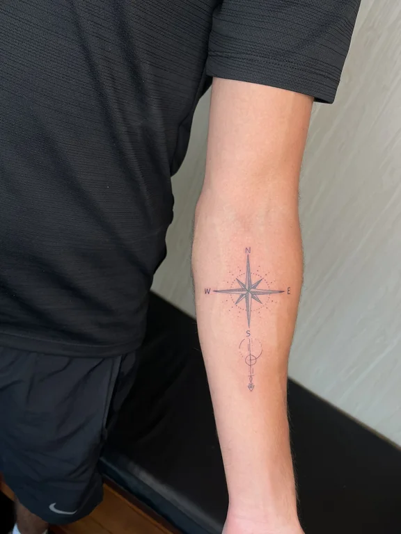 geometric fine line man dotwork minimal linework bold line elegant tattoo Canggu Bali