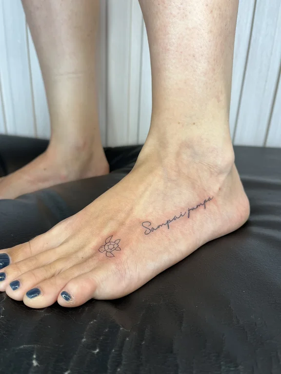 lettering fine line hand bold line elegant thin line linework wave tattoo Canggu Bali