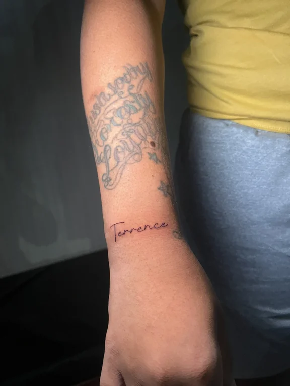 lettering fine line lion soft shading cloud tiger thin line black grey tattoo Canggu Bali