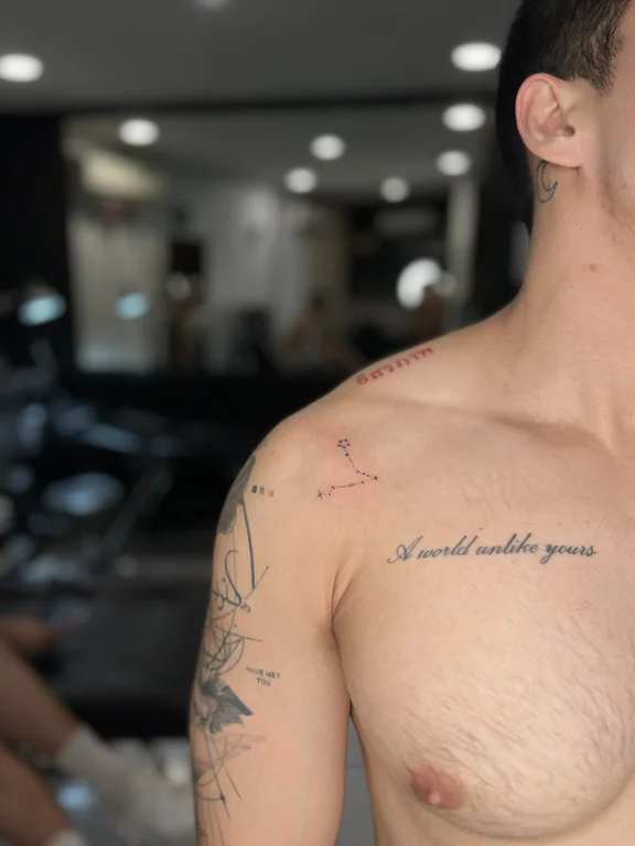 lettering fine line man bold line elegant cloud minimal thin line tattoo Canggu Bali