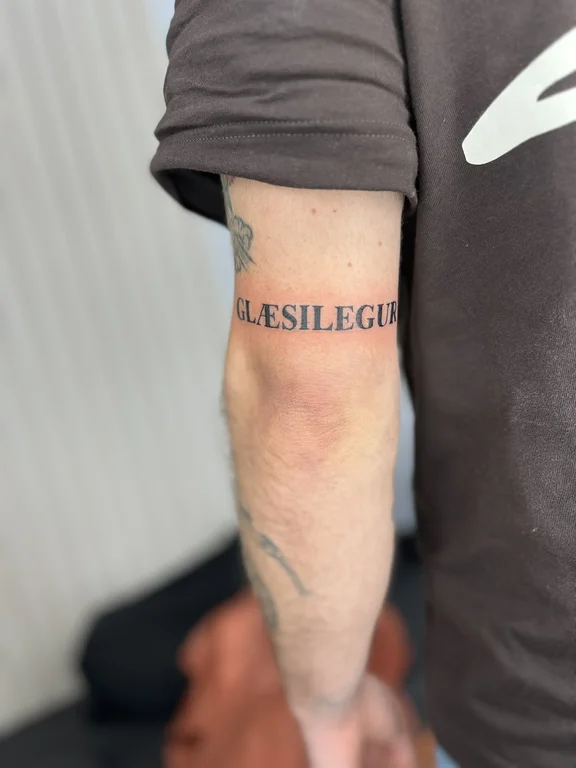lettering fine line man bold line elegant soft shading minimal spiritual tattoo Canggu Bali