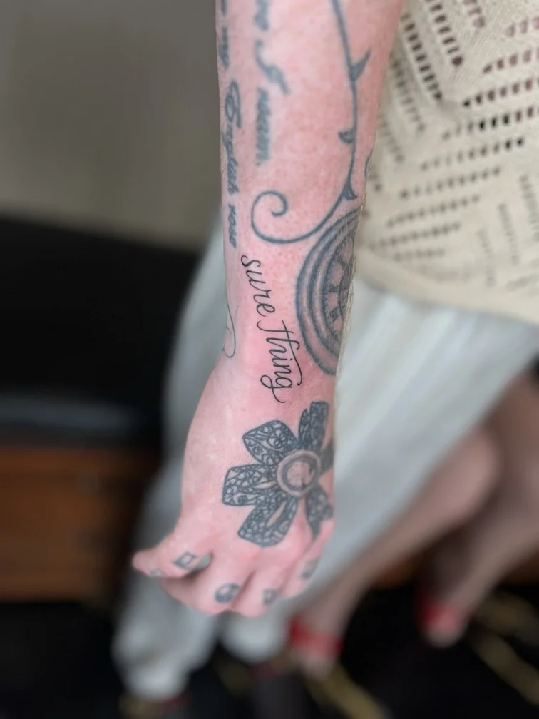 man hand lettering fine line fineline linework line black tattoo canggu bali
