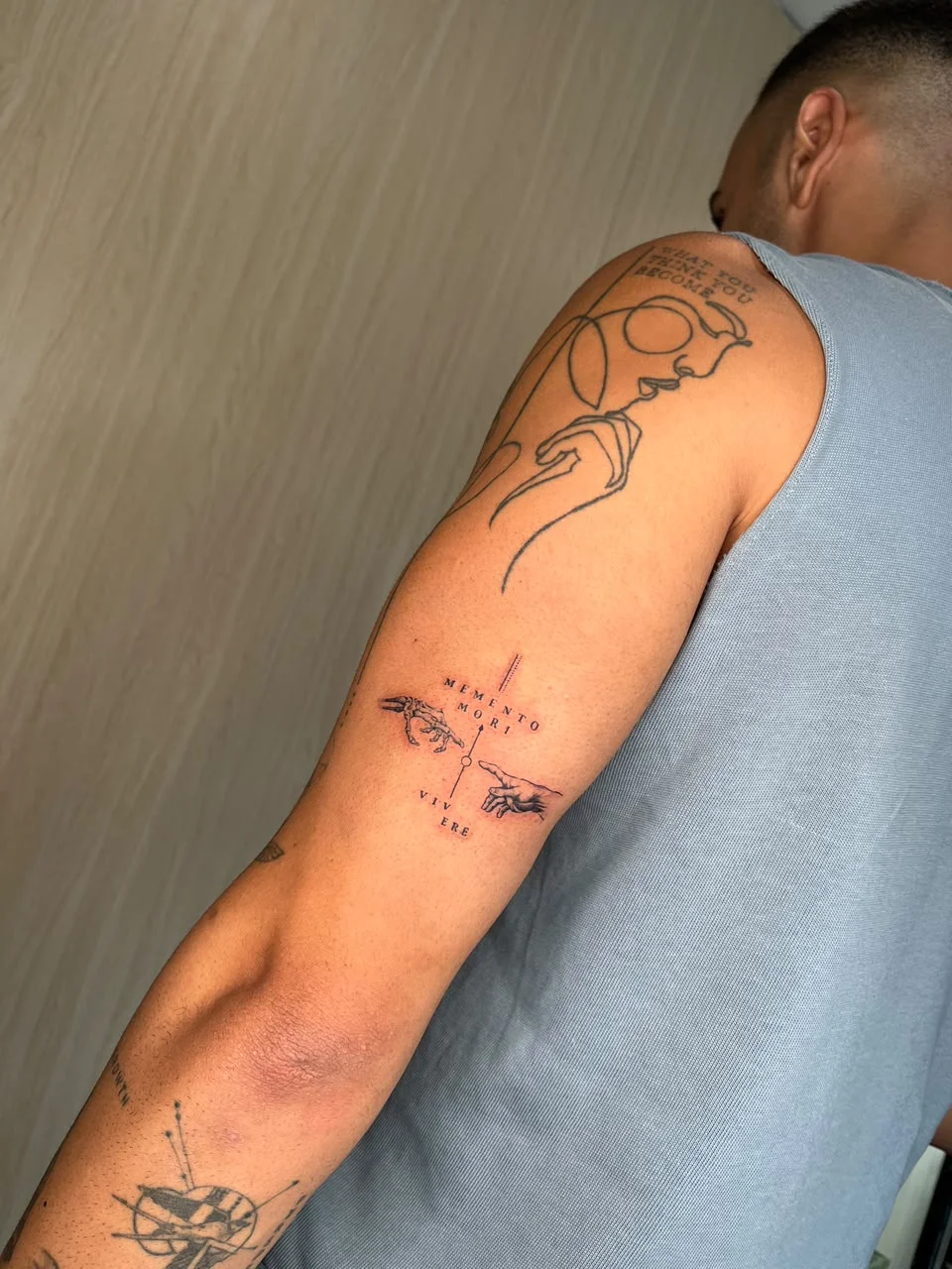 man hand line fine line line work mythology tattoo canggu bali