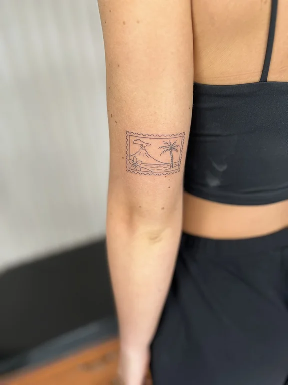 abstract minimalist woman fine line wave minimal linework elegant tattoo Canggu Bali