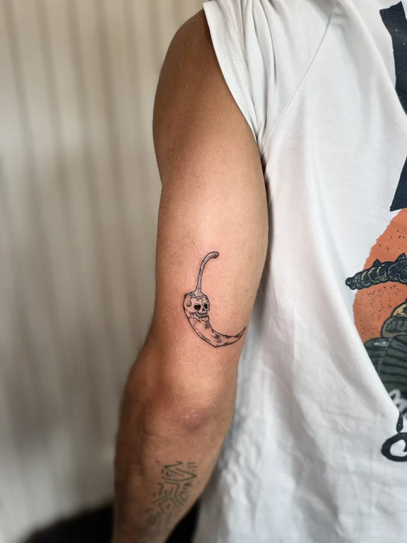 animal minimalist snake fine line wave moon koi dotwork tattoo Canggu Bali