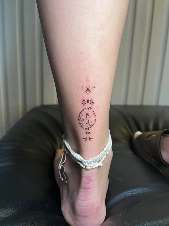 symbol fine line deity dotwork spiritual mystical moon sacred geometry tattoo Canggu Bali