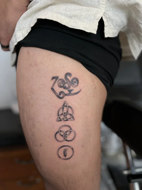 symbol fine line deity linework spiritual mystical minimal dotwork tattoo Canggu Bali