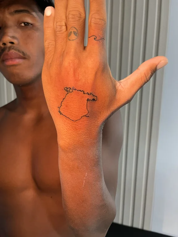 symbol fine line hand linework cloud bold line sun fire tattoo Canggu Bali