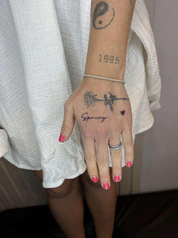 symbol fine line hand thin line elegant minimal spiritual bold line tattoo Canggu Bali