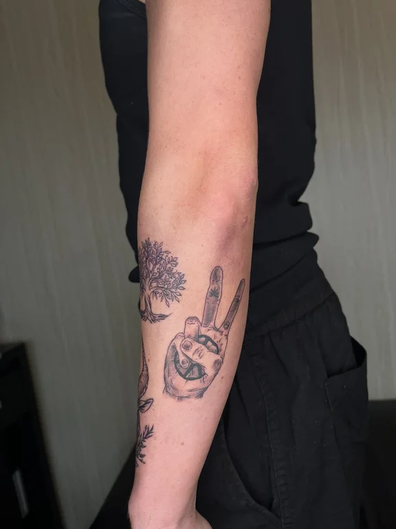 floral illustrative hand linework cloud elegant flower black grey tattoo Canggu Bali