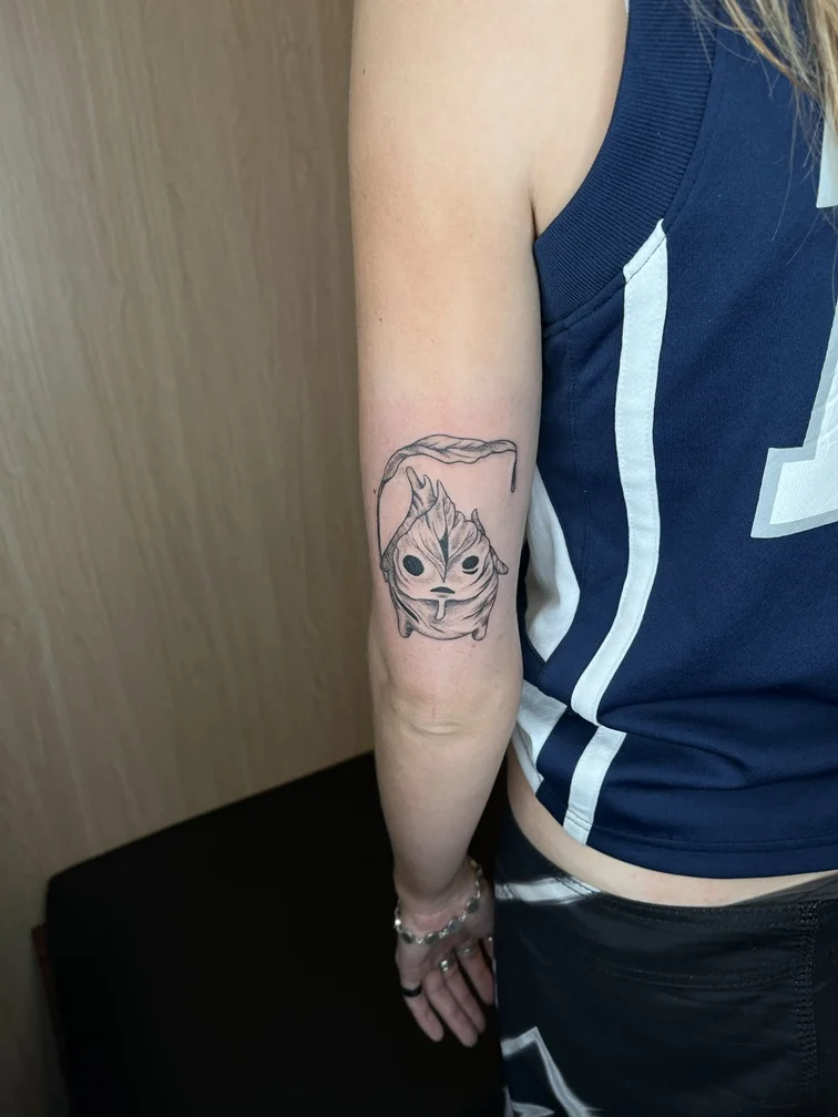 cartoon anime hand woman illustrative portrait fine line linework black tattoo tattoo canggu bali