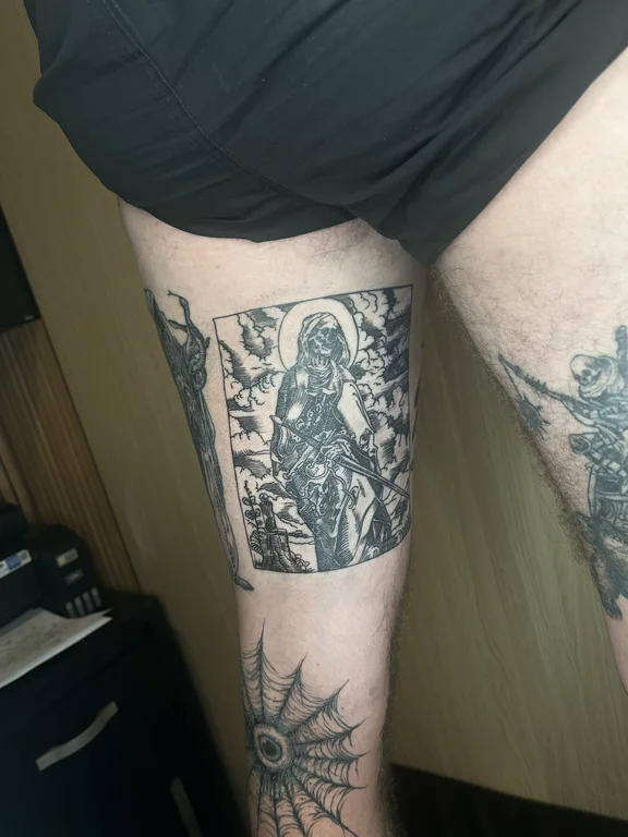 mythology linework deity black grey gothic spiritual horror mystical tattoo Canggu Bali