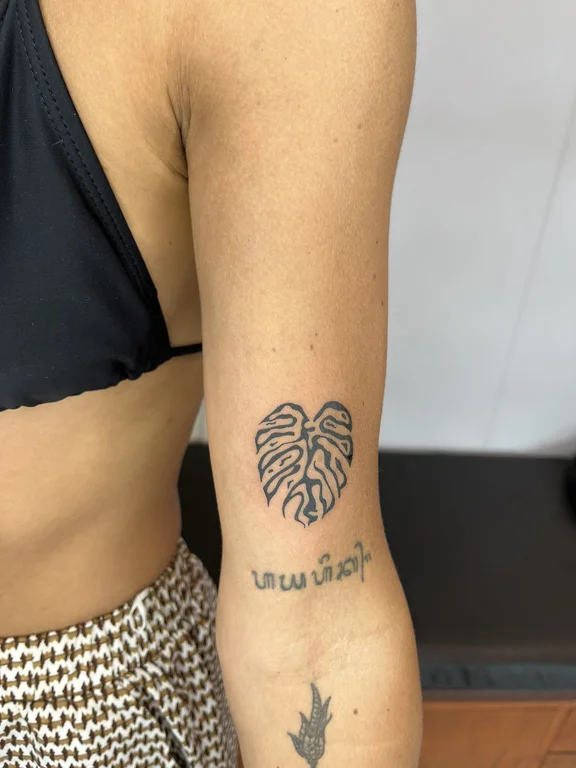 nature fine line hand linework leaf elegant dotwork wave tattoo Canggu Bali
