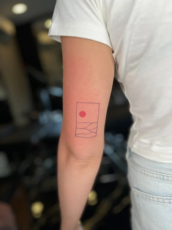 abstract minimalist hand bold line minimal geometric wave fine line tattoo Canggu Bali
